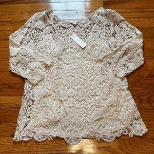 NWT!!! ADIVA Cream Lace Crochet Blouse